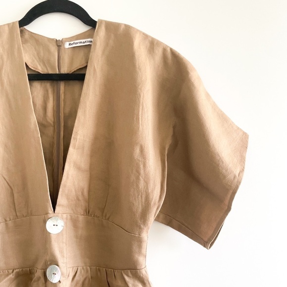 Reformation Short Sleeve Linen Dress - Picture 2 of 12